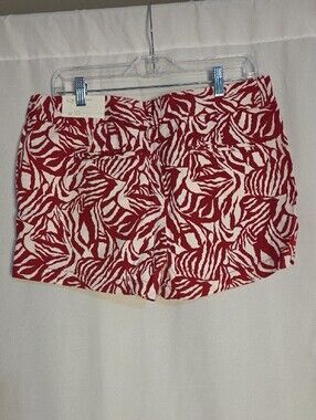 LOFT Red and White Printed Cotton Blend Shorts NWT
